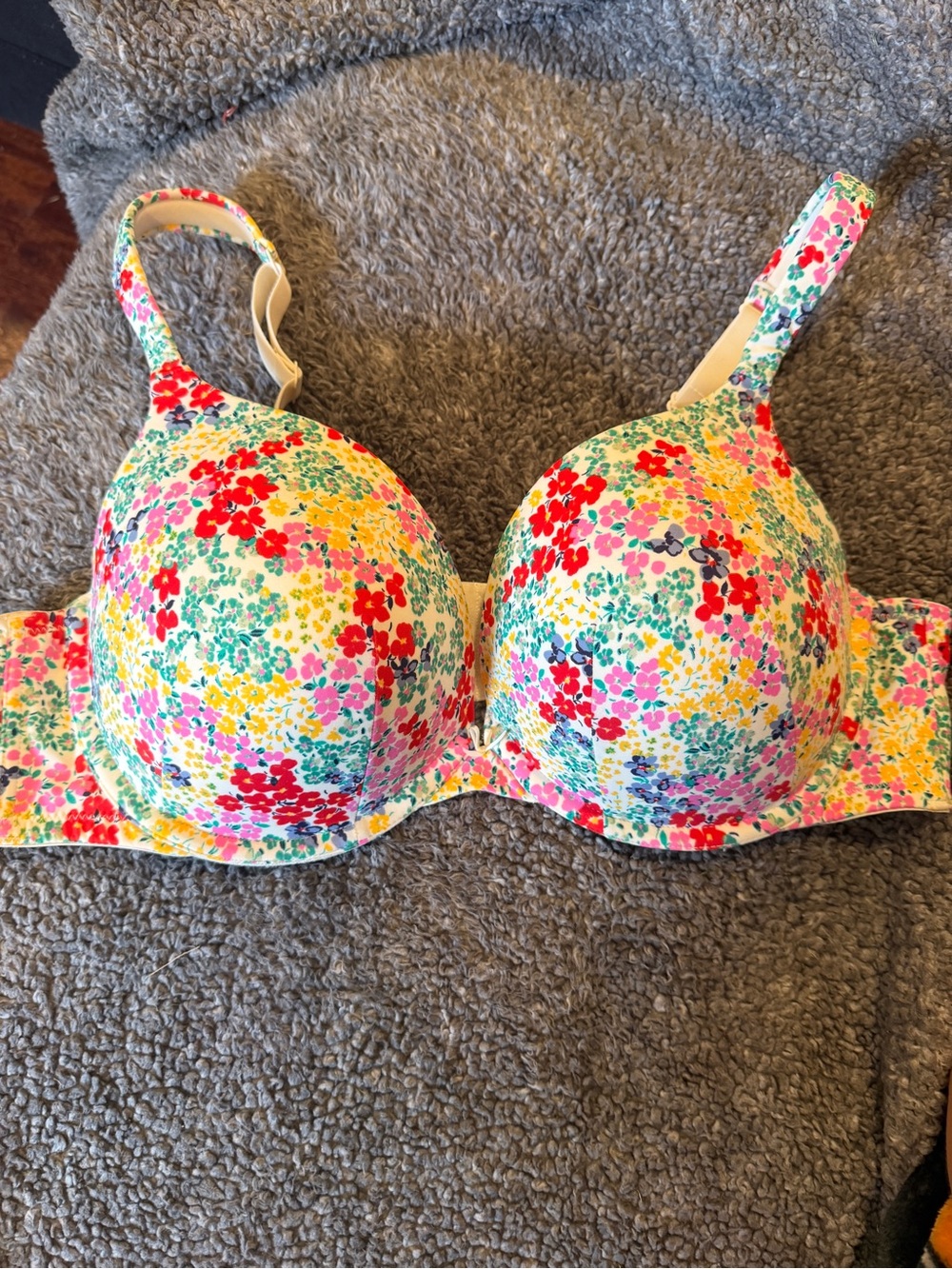 Cacique Floral Multi-Color Padded Underwire Bra - Red, Yellow, Pink, Green, Blue